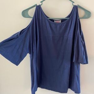 Open shoulder blue tee from Australian Target